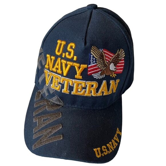 US Navy Veteran Hat Eagle Crest Adjustable Military Trucker Baseball Cap u - Picture 2 of 5